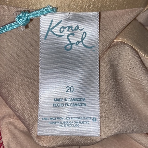 NWT Kona Sol Fuchsia One Piece Bathing Suit size 20 one shoulder ruffle - Picture 9 of 12